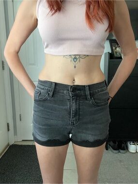 PacSun Black Gray High-Rise Denim Jean Shorts